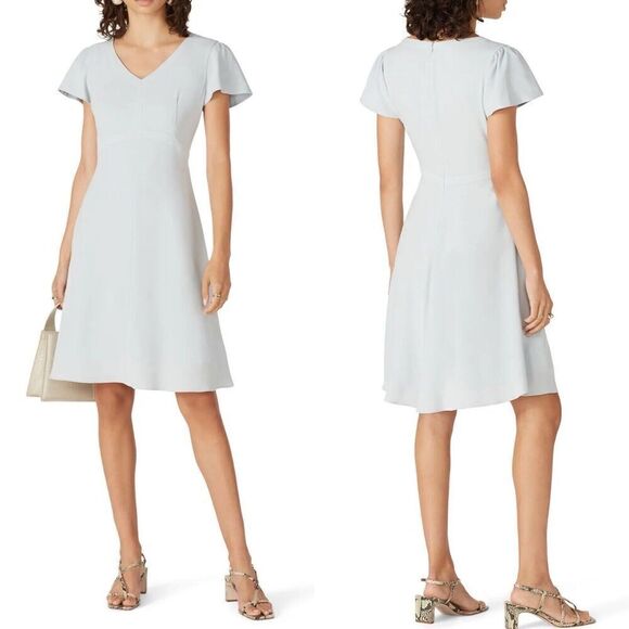OF MERCER Carmine Dress Womens 6 Pale Blue A-Line Short Sleeve Knee Length - Picture 1 of 13